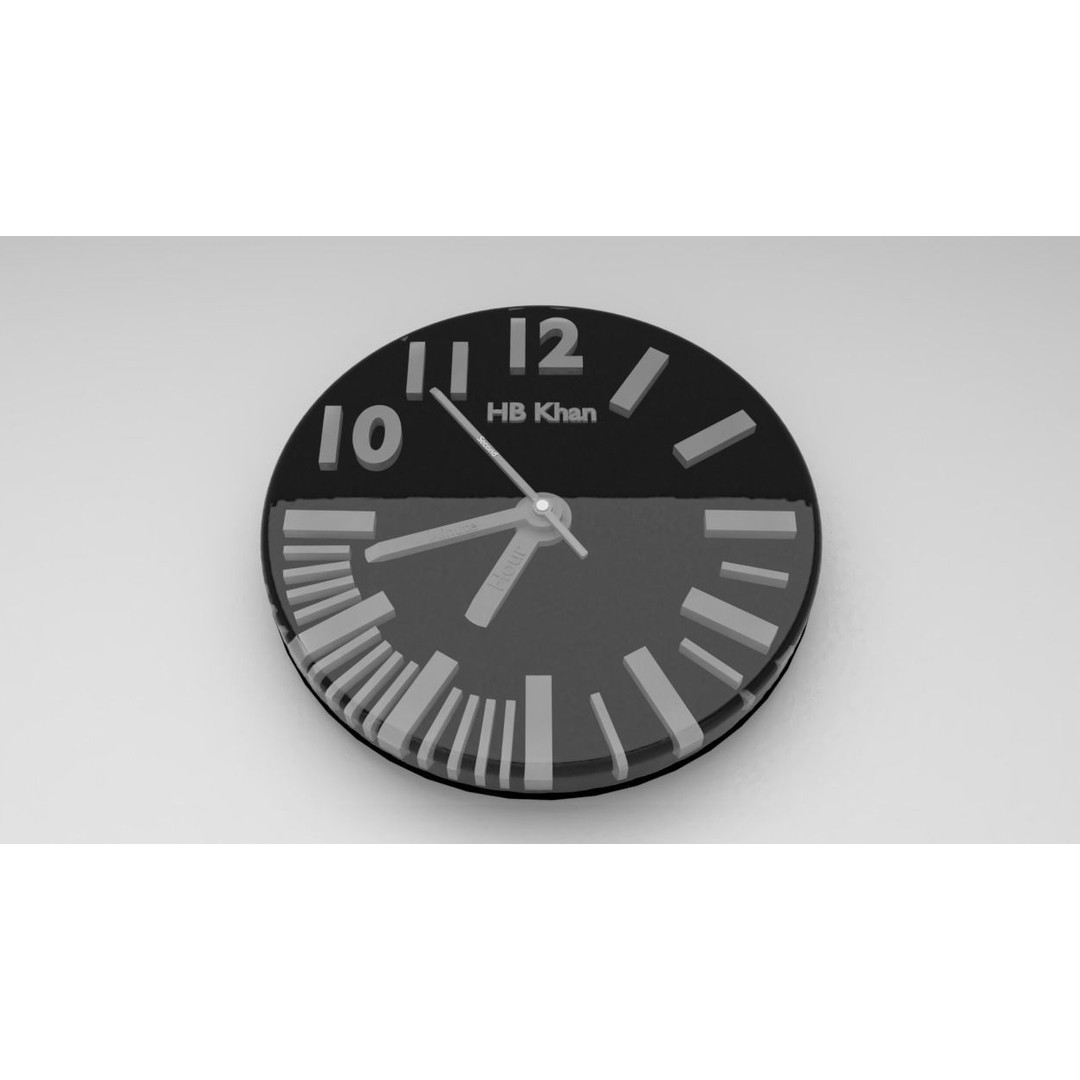 Modern Wall Clock 3D Model – Low Poly Minimalist Design, FBX, OBJ - View 8