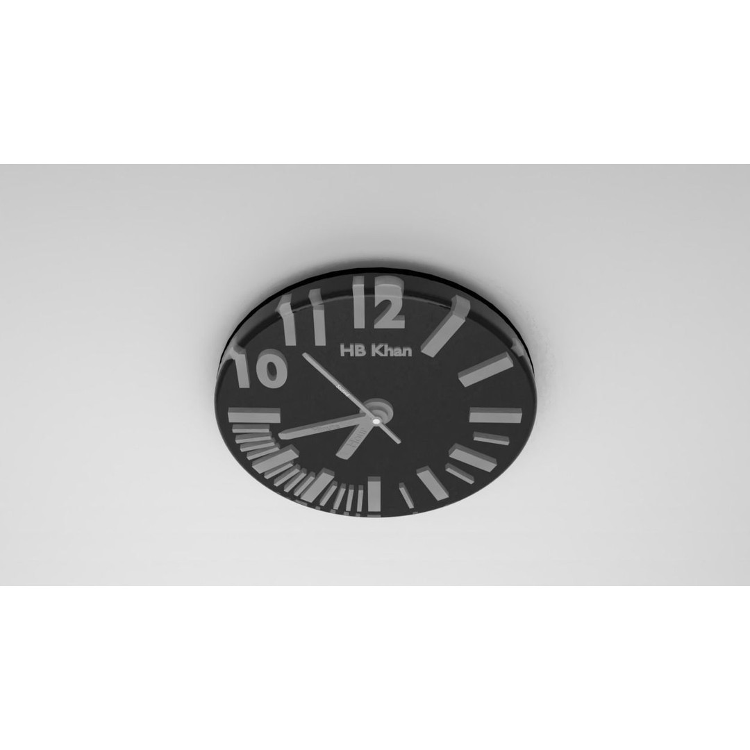Modern Wall Clock 3D Model – Low Poly Minimalist Design, FBX, OBJ - View 9