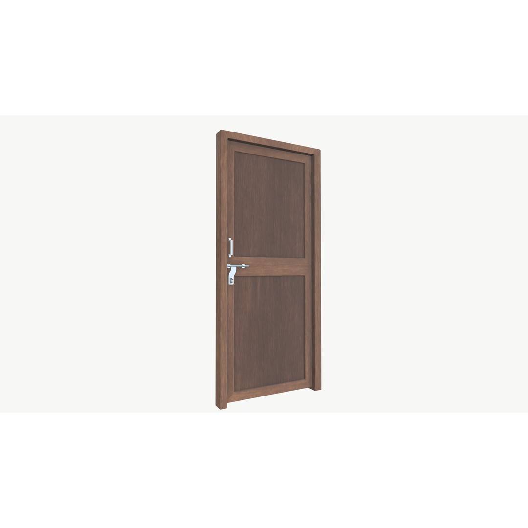 Wooden Door 3D Model – Low Poly PBR Asset, FBX Format - View 3