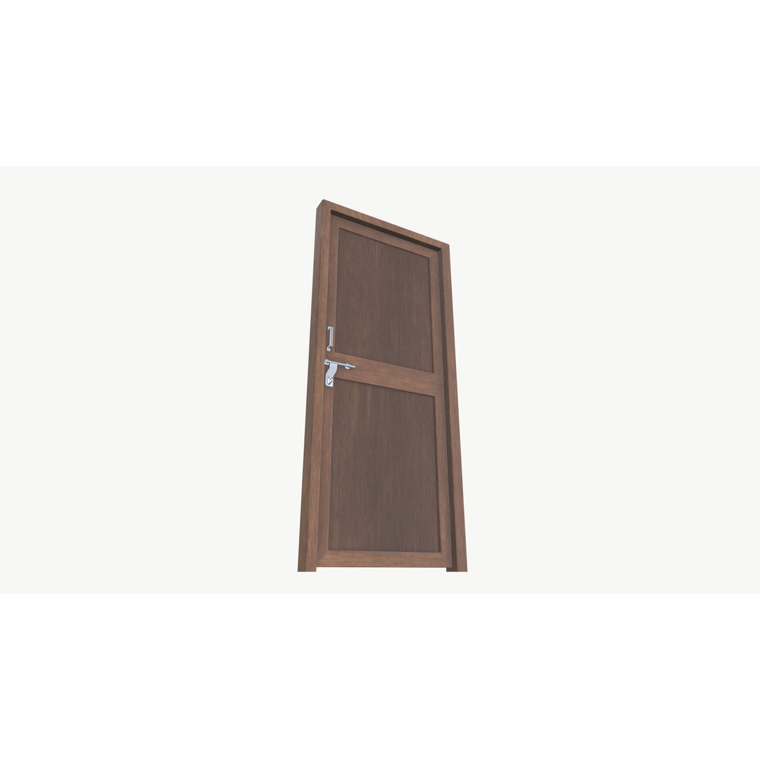 Wooden Door 3D Model – Low Poly PBR Asset, FBX Format - View 7
