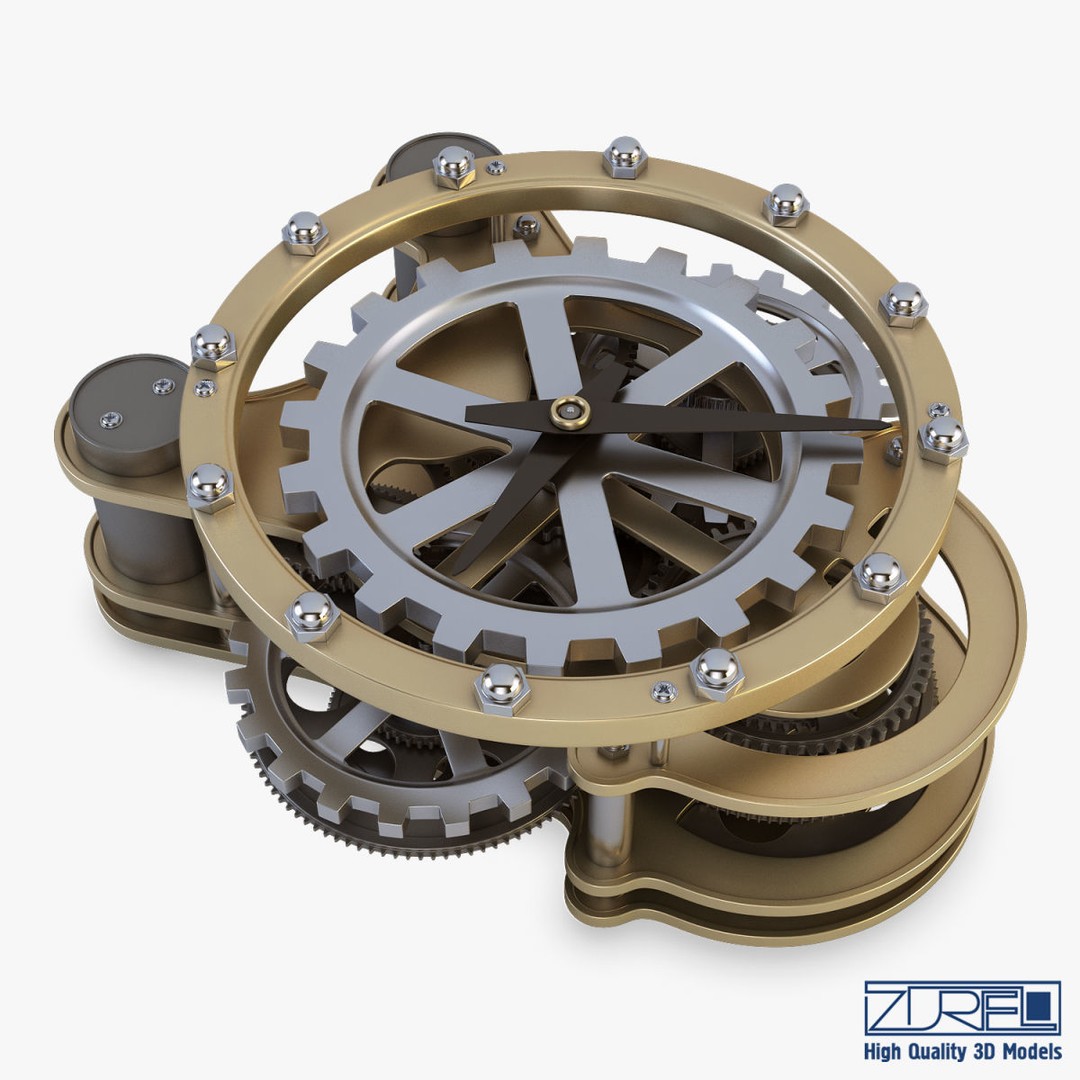 Gear Alarm Clock 3D Model – High Poly Mechanical Design, FBX, OBJ - View 12