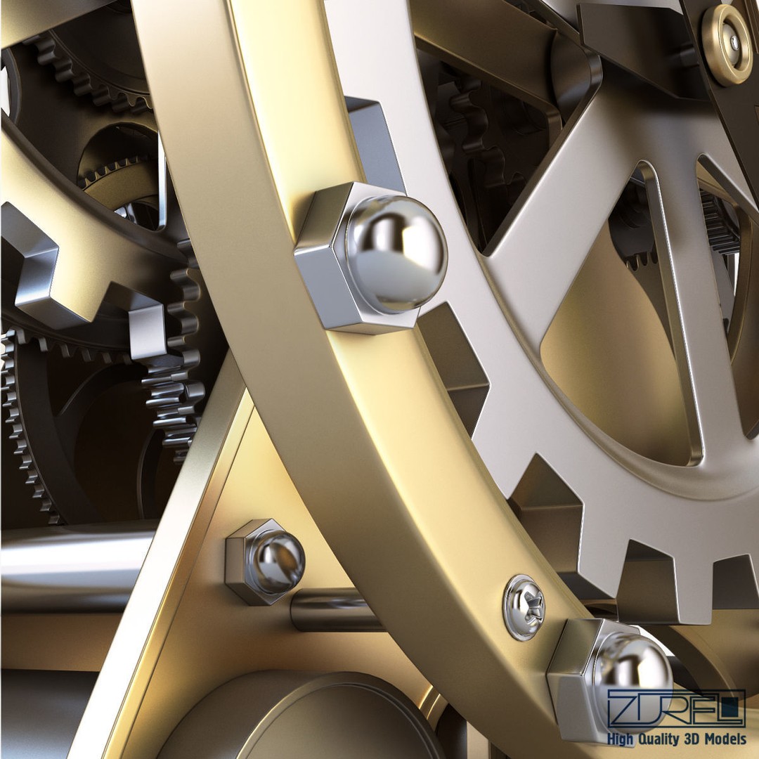Gear Alarm Clock 3D Model – High Poly Mechanical Design, FBX, OBJ - View 16