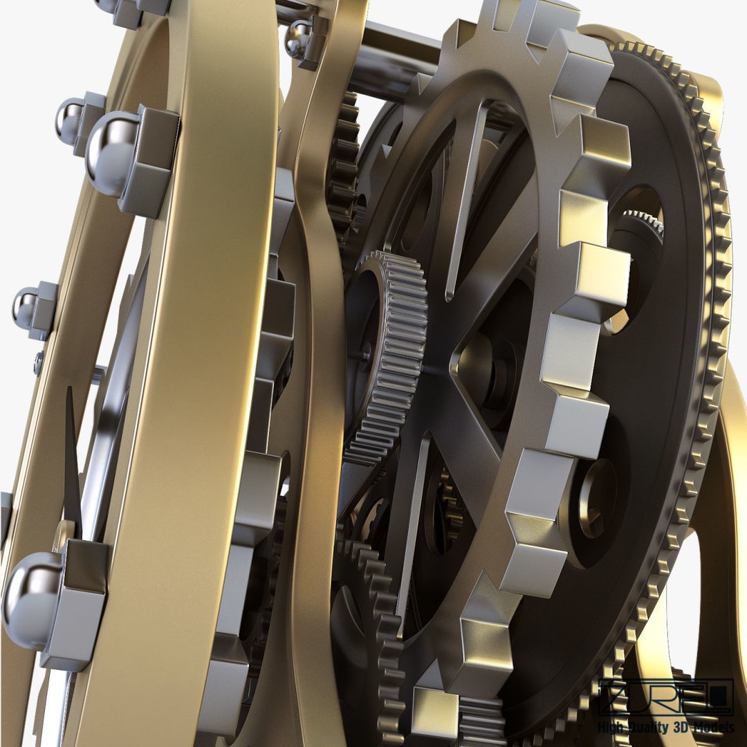 Gear Alarm Clock 3D Model – High Poly Mechanical Design, FBX, OBJ - View 19