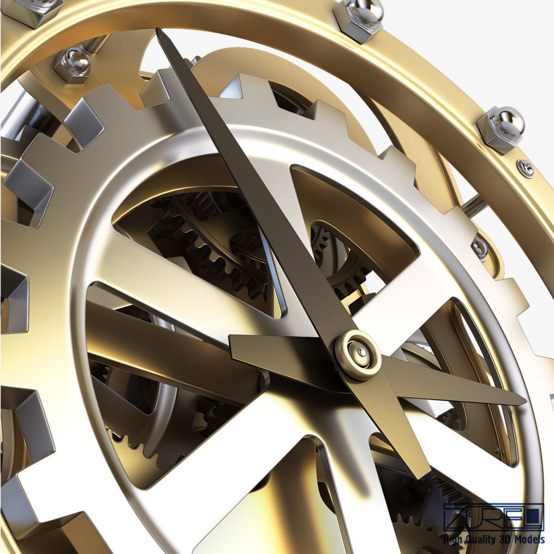 Gear Alarm Clock 3D Model – High Poly Mechanical Design, FBX, OBJ - View 20