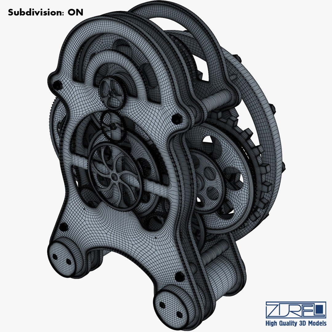 Gear Alarm Clock 3D Model – High Poly Mechanical Design, FBX, OBJ - View 25