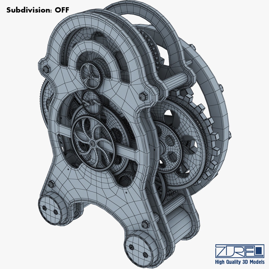 Gear Alarm Clock 3D Model – High Poly Mechanical Design, FBX, OBJ - View 26