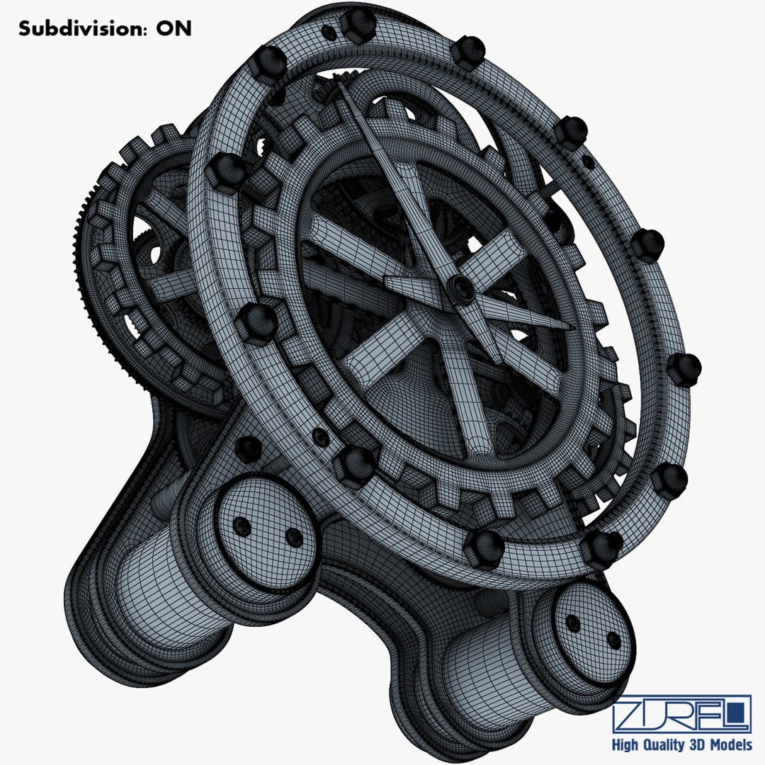 Gear Alarm Clock 3D Model – High Poly Mechanical Design, FBX, OBJ - View 27