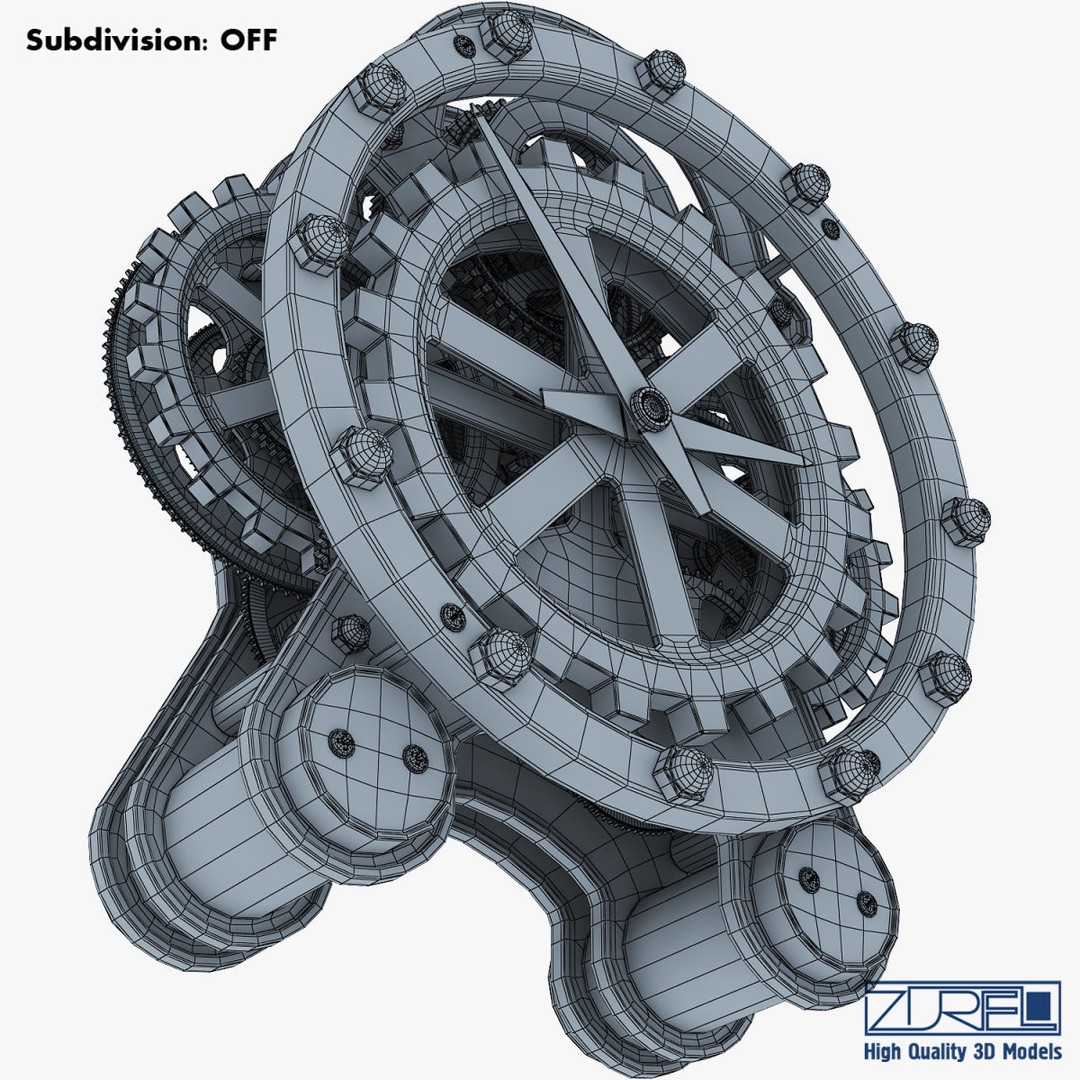 Gear Alarm Clock 3D Model – High Poly Mechanical Design, FBX, OBJ - View 28