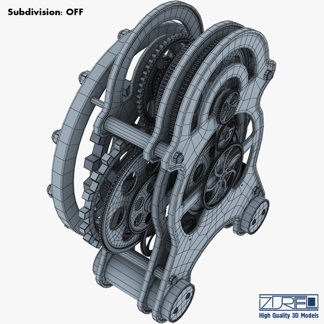 Gear Alarm Clock 3D Model – High Poly Mechanical Design, FBX, OBJ - View 30