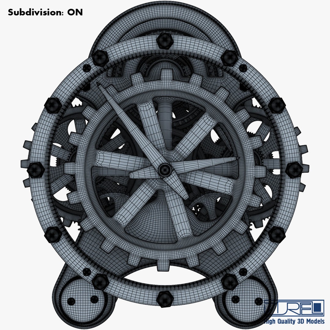 Gear Alarm Clock 3D Model – High Poly Mechanical Design, FBX, OBJ - View 31