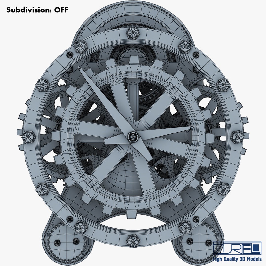 Gear Alarm Clock 3D Model – High Poly Mechanical Design, FBX, OBJ - View 32