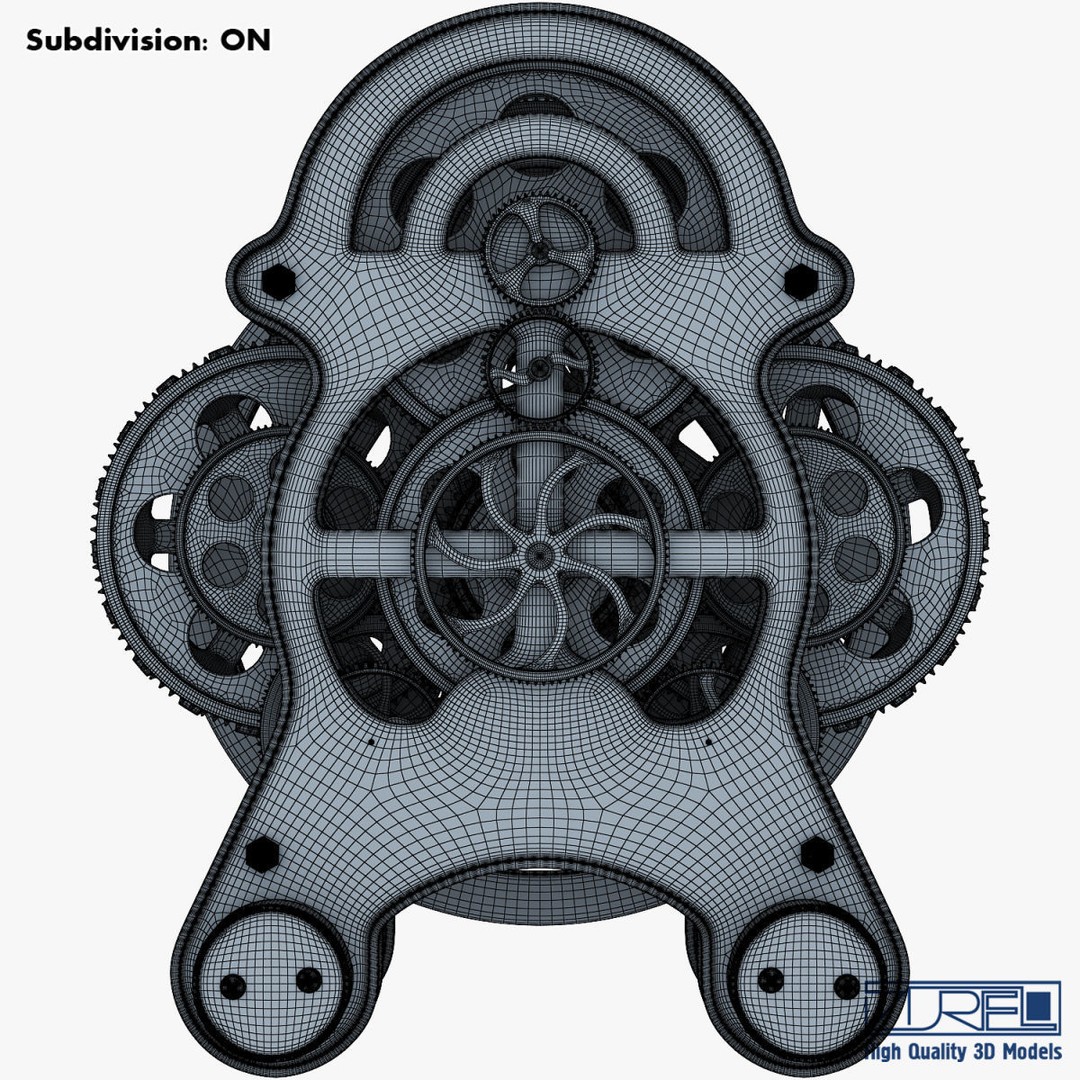 Gear Alarm Clock 3D Model – High Poly Mechanical Design, FBX, OBJ - View 33