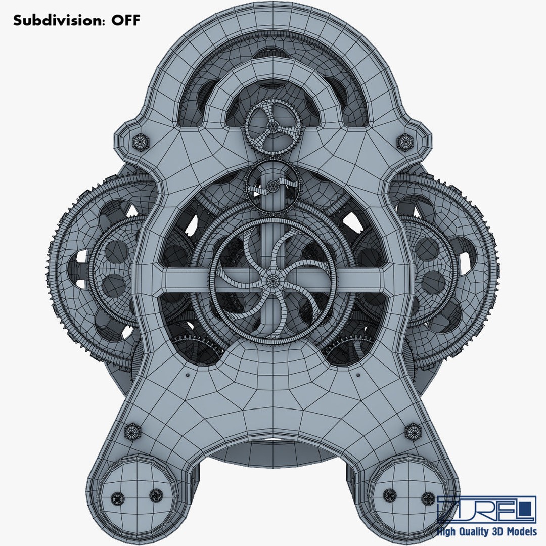 Gear Alarm Clock 3D Model – High Poly Mechanical Design, FBX, OBJ - View 34
