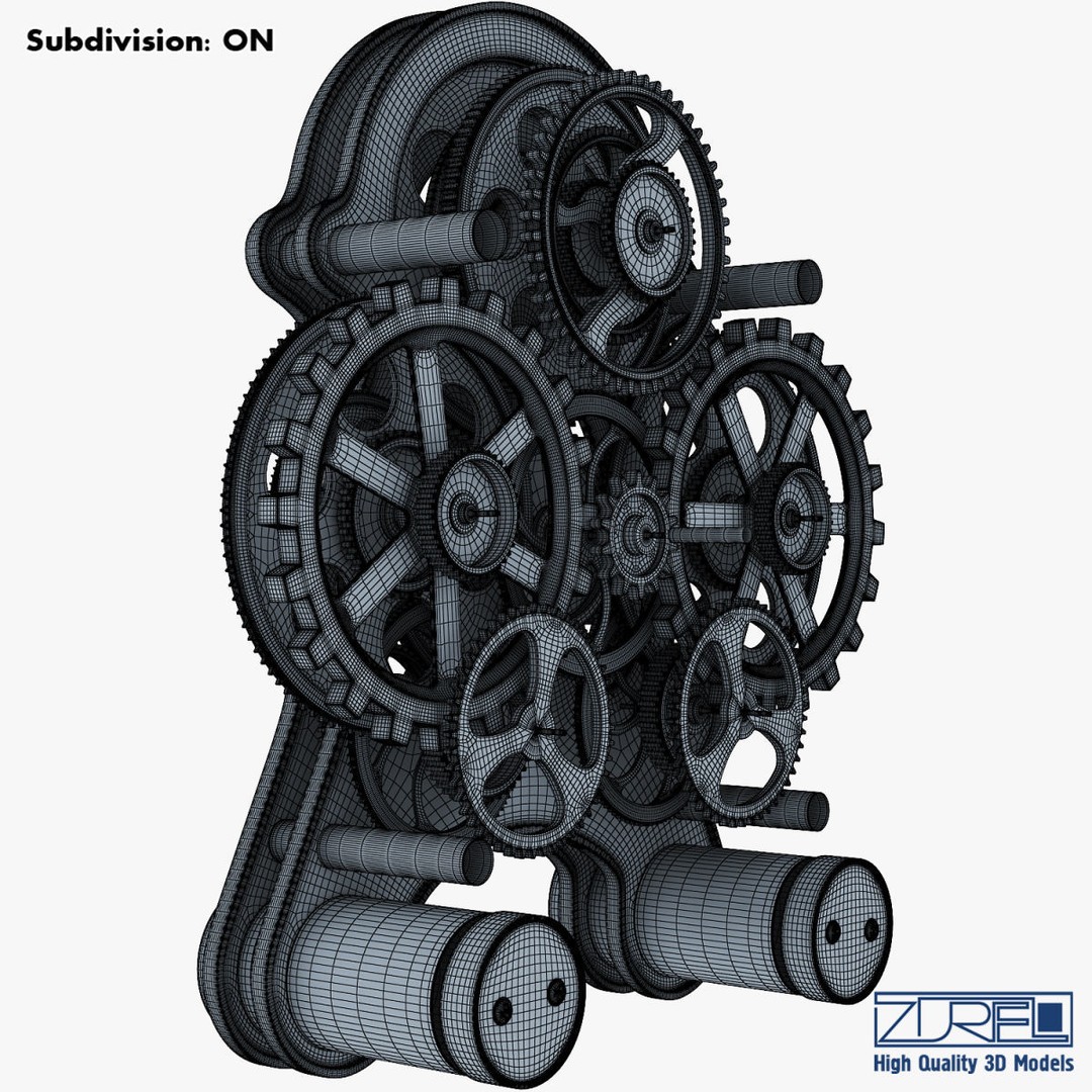 Gear Alarm Clock 3D Model – High Poly Mechanical Design, FBX, OBJ - View 37