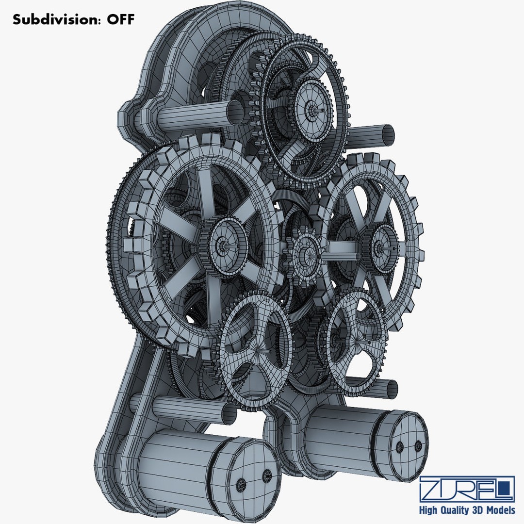Gear Alarm Clock 3D Model – High Poly Mechanical Design, FBX, OBJ - View 38