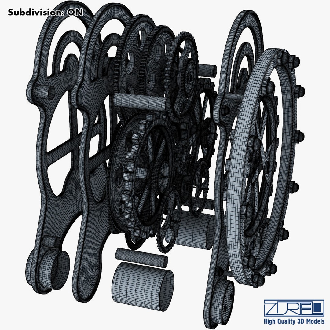 Gear Alarm Clock 3D Model – High Poly Mechanical Design, FBX, OBJ - View 39