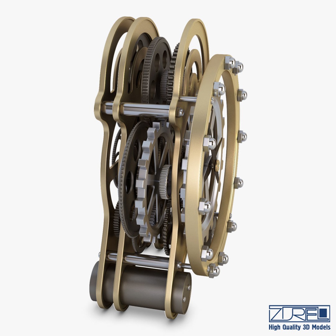 Gear Alarm Clock 3D Model – High Poly Mechanical Design, FBX, OBJ - View 4