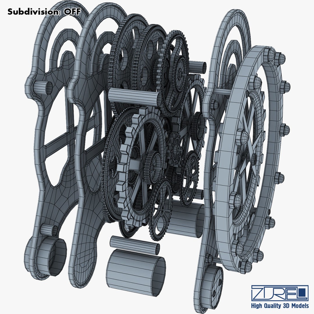 Gear Alarm Clock 3D Model – High Poly Mechanical Design, FBX, OBJ - View 40