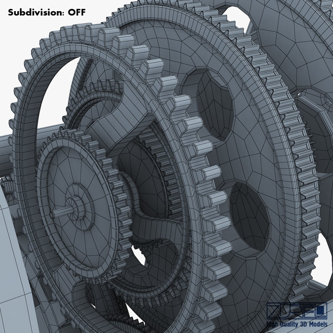 Gear Alarm Clock 3D Model – High Poly Mechanical Design, FBX, OBJ - View 48