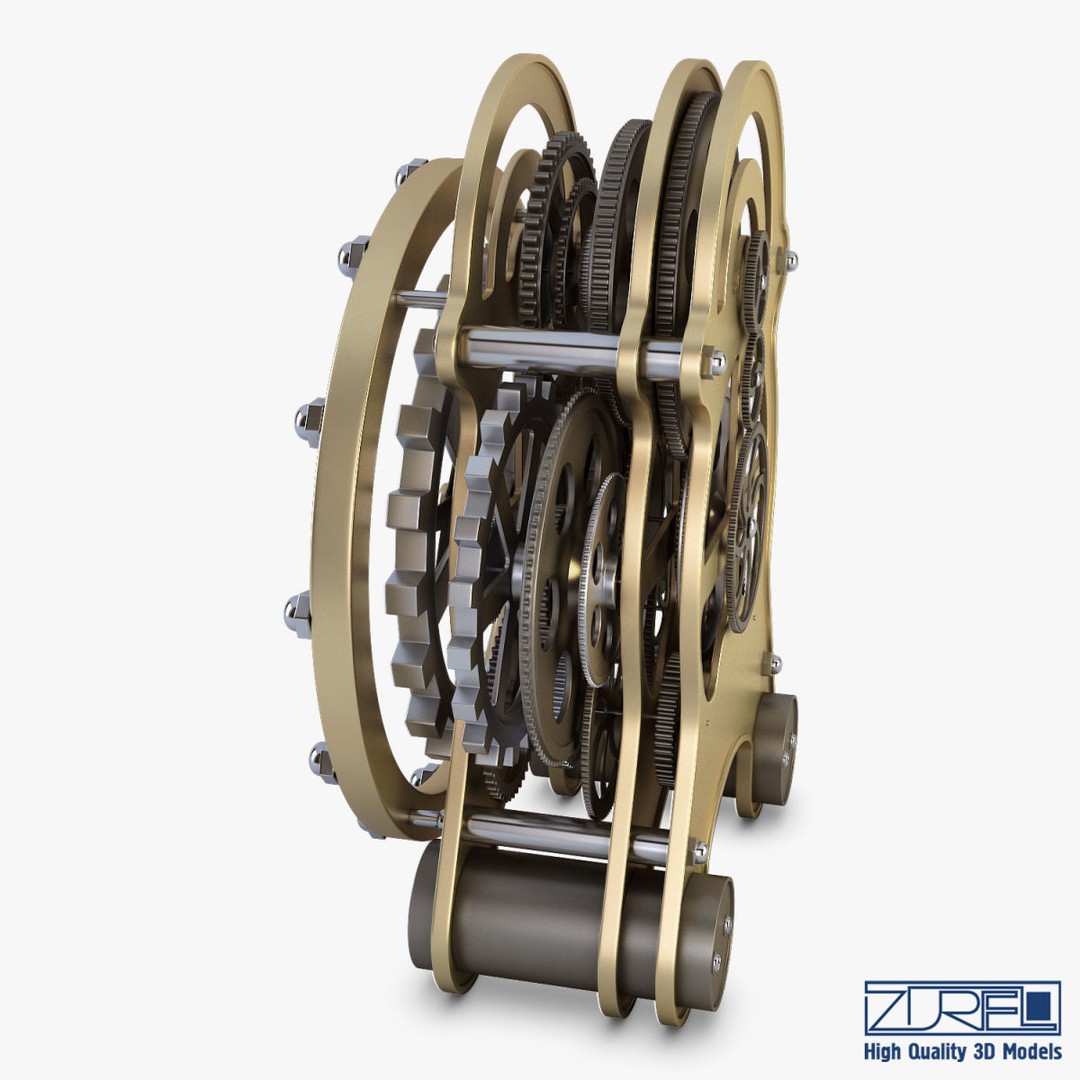 Gear Alarm Clock 3D Model – High Poly Mechanical Design, FBX, OBJ - View 5