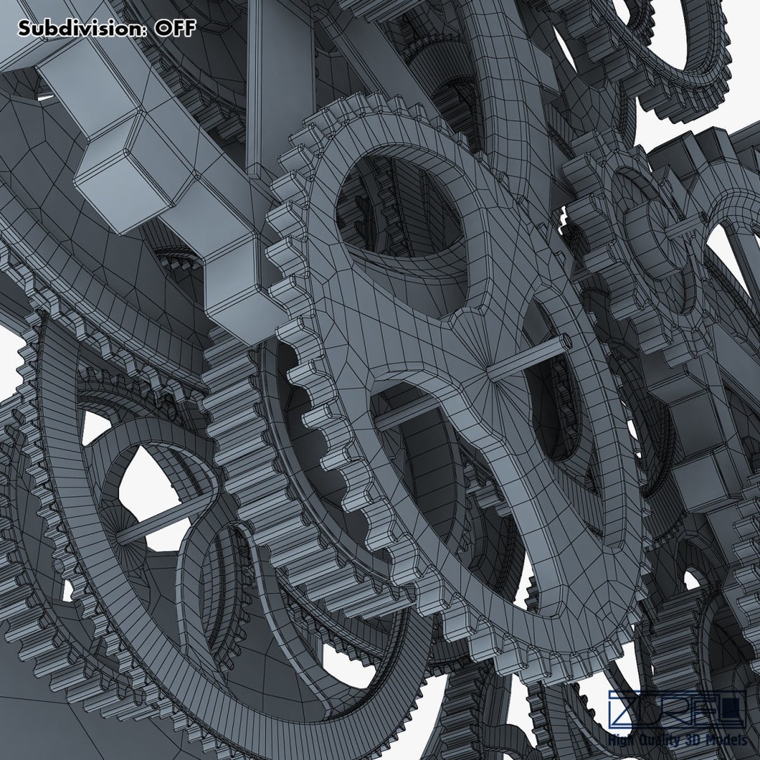 Gear Alarm Clock 3D Model – High Poly Mechanical Design, FBX, OBJ - View 50