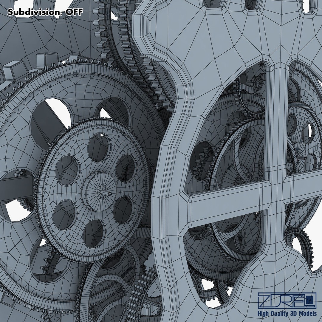 Gear Alarm Clock 3D Model – High Poly Mechanical Design, FBX, OBJ - View 52
