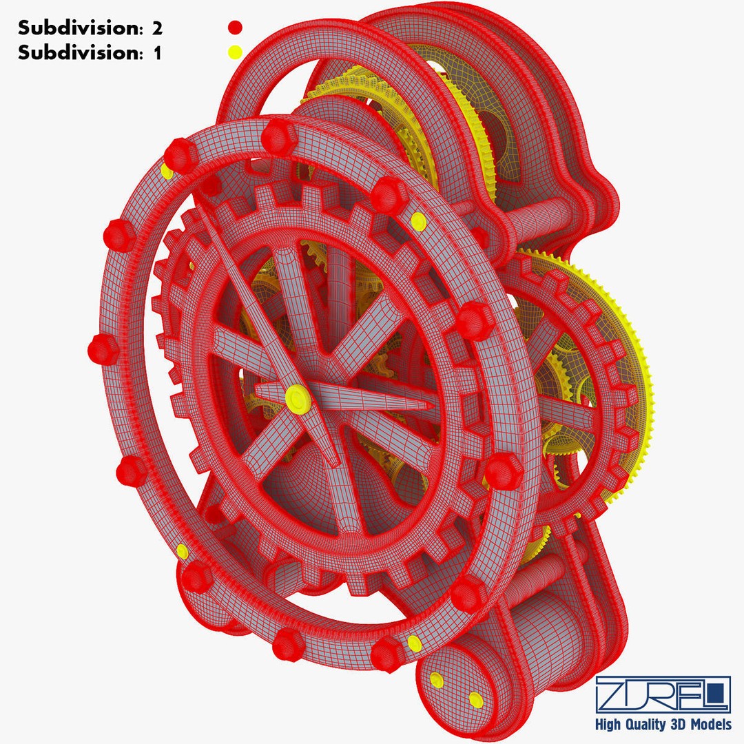Gear Alarm Clock 3D Model – High Poly Mechanical Design, FBX, OBJ - View 55