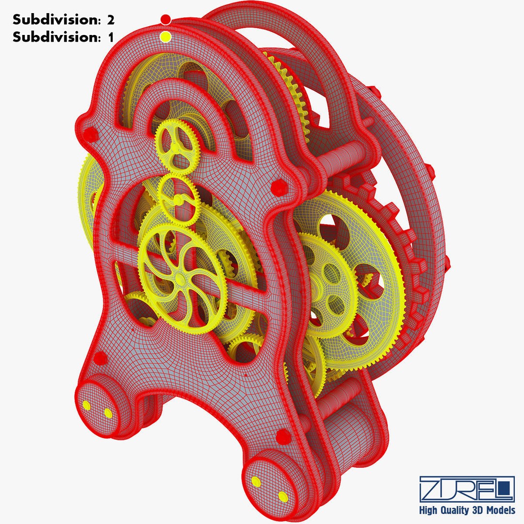 Gear Alarm Clock 3D Model – High Poly Mechanical Design, FBX, OBJ - View 56