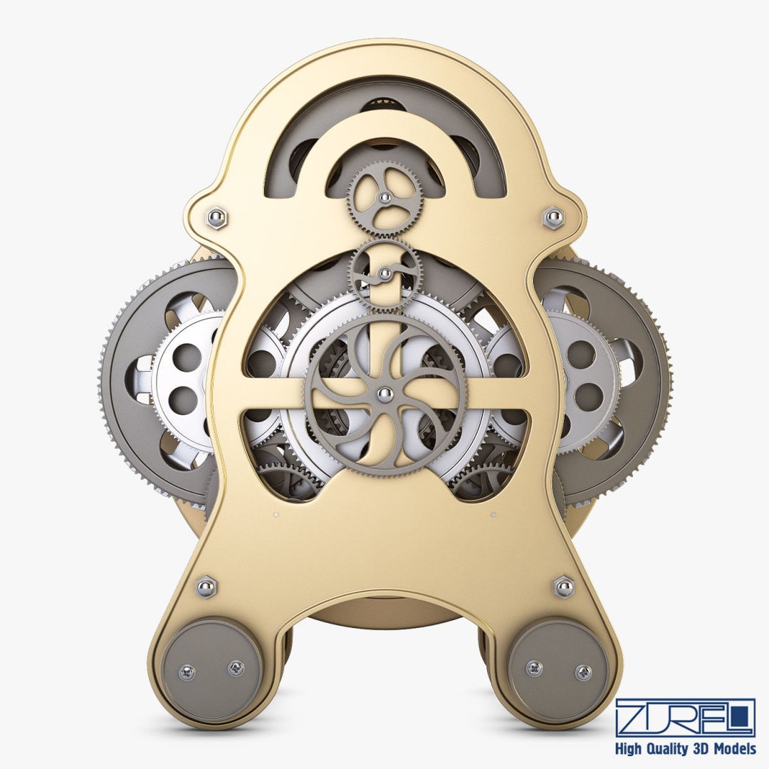 Gear Alarm Clock 3D Model – High Poly Mechanical Design, FBX, OBJ - View 7
