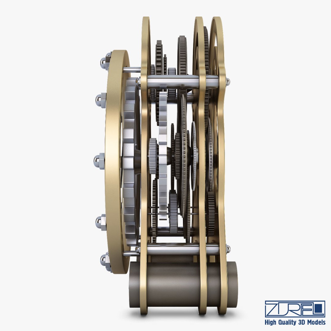 Gear Alarm Clock 3D Model – High Poly Mechanical Design, FBX, OBJ - View 9