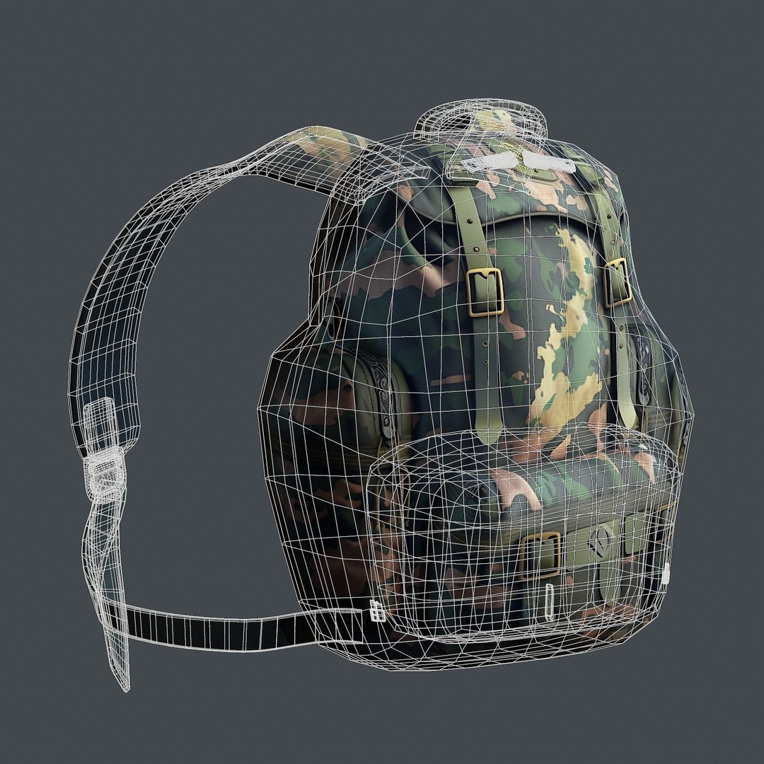 Military Combat Backpack 3D Model – Low Poly Game Asset, FBX/OBJ