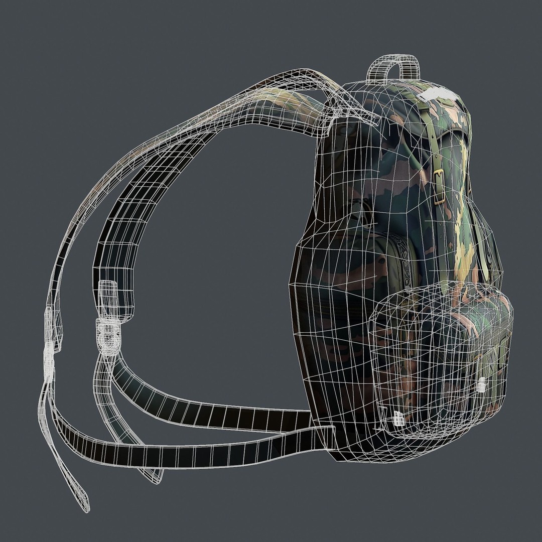 Military Combat Backpack 3D Model – Low Poly Game Asset, FBX/OBJ - View 10