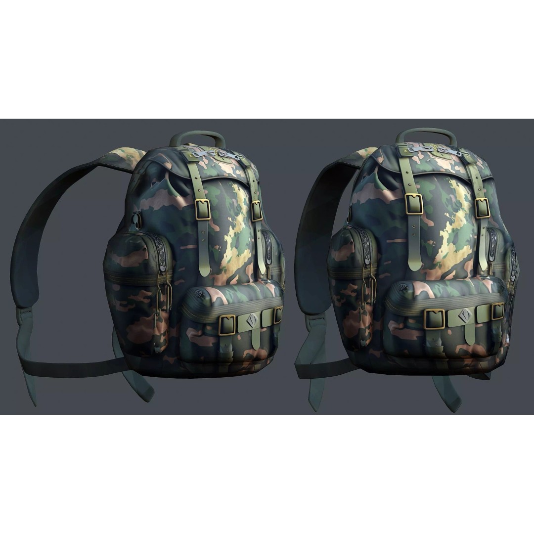 Military Combat Backpack 3D Model – Low Poly Game Asset, FBX/OBJ - View 2