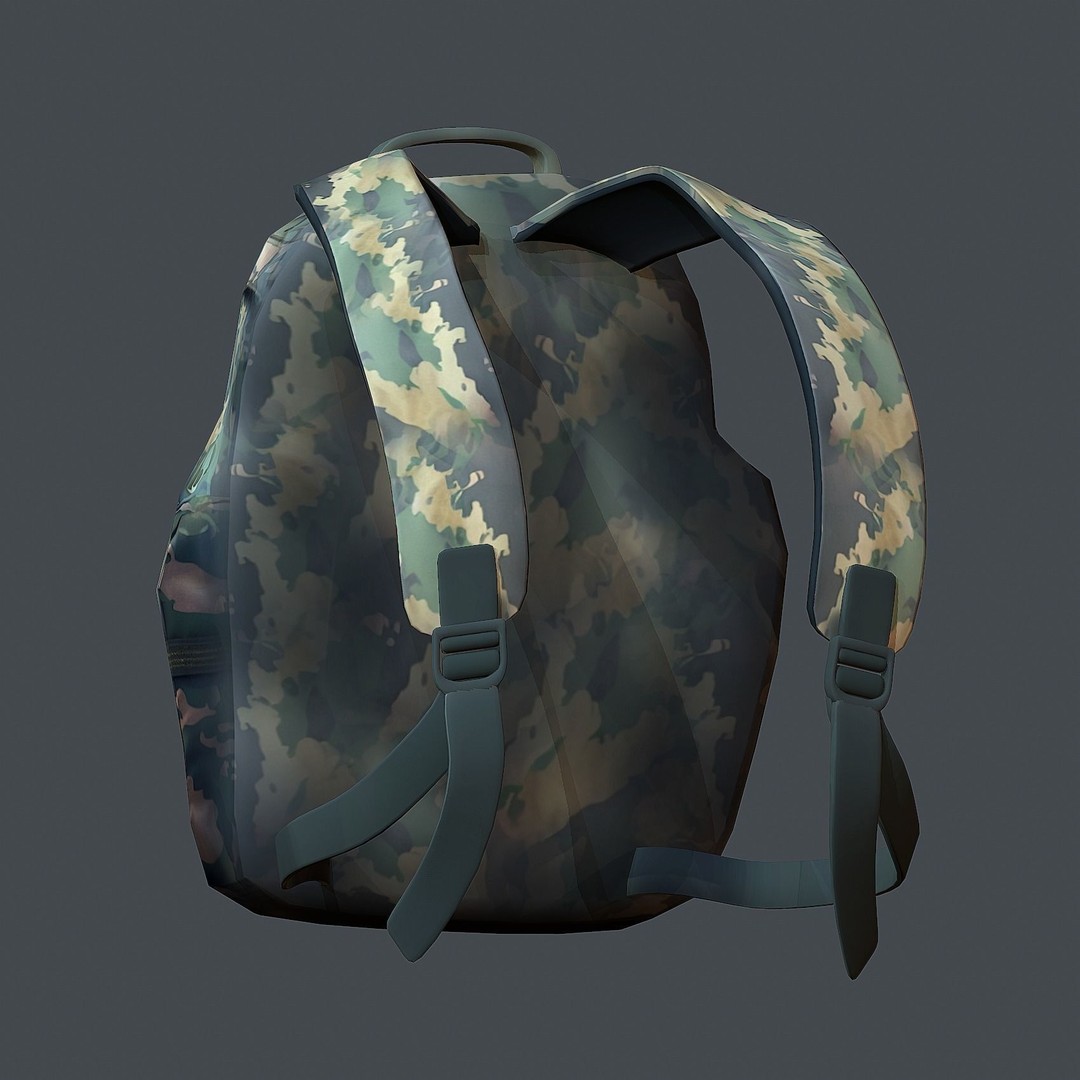 Military Combat Backpack 3D Model – Low Poly Game Asset, FBX/OBJ - View 7