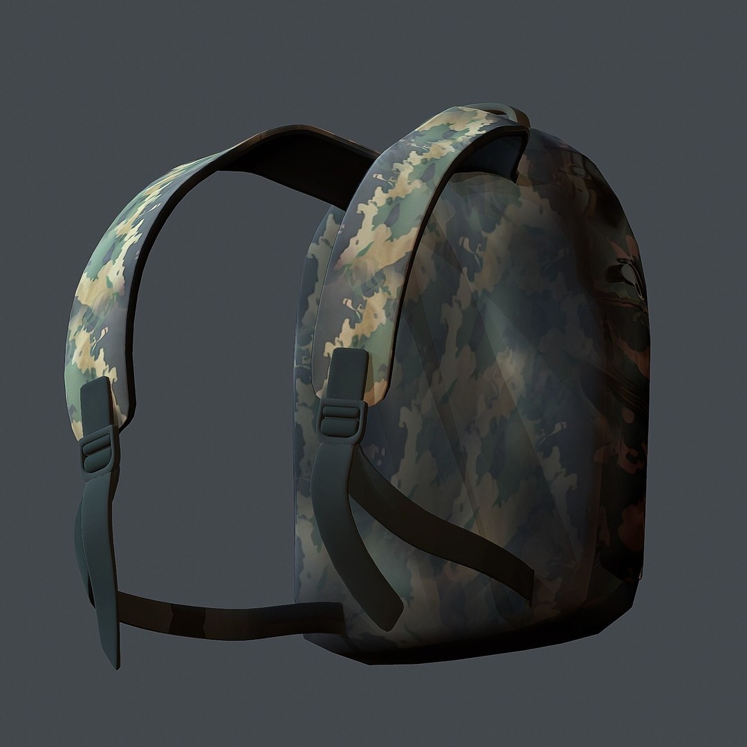 Military Combat Backpack 3D Model – Low Poly Game Asset, FBX/OBJ - View 8
