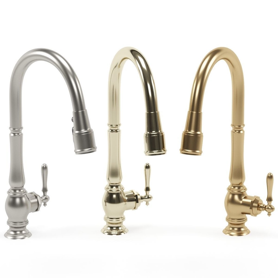 Kohler Kitchen Faucet 3D Model – Classic Style, PBR Textures, FBX - View 4