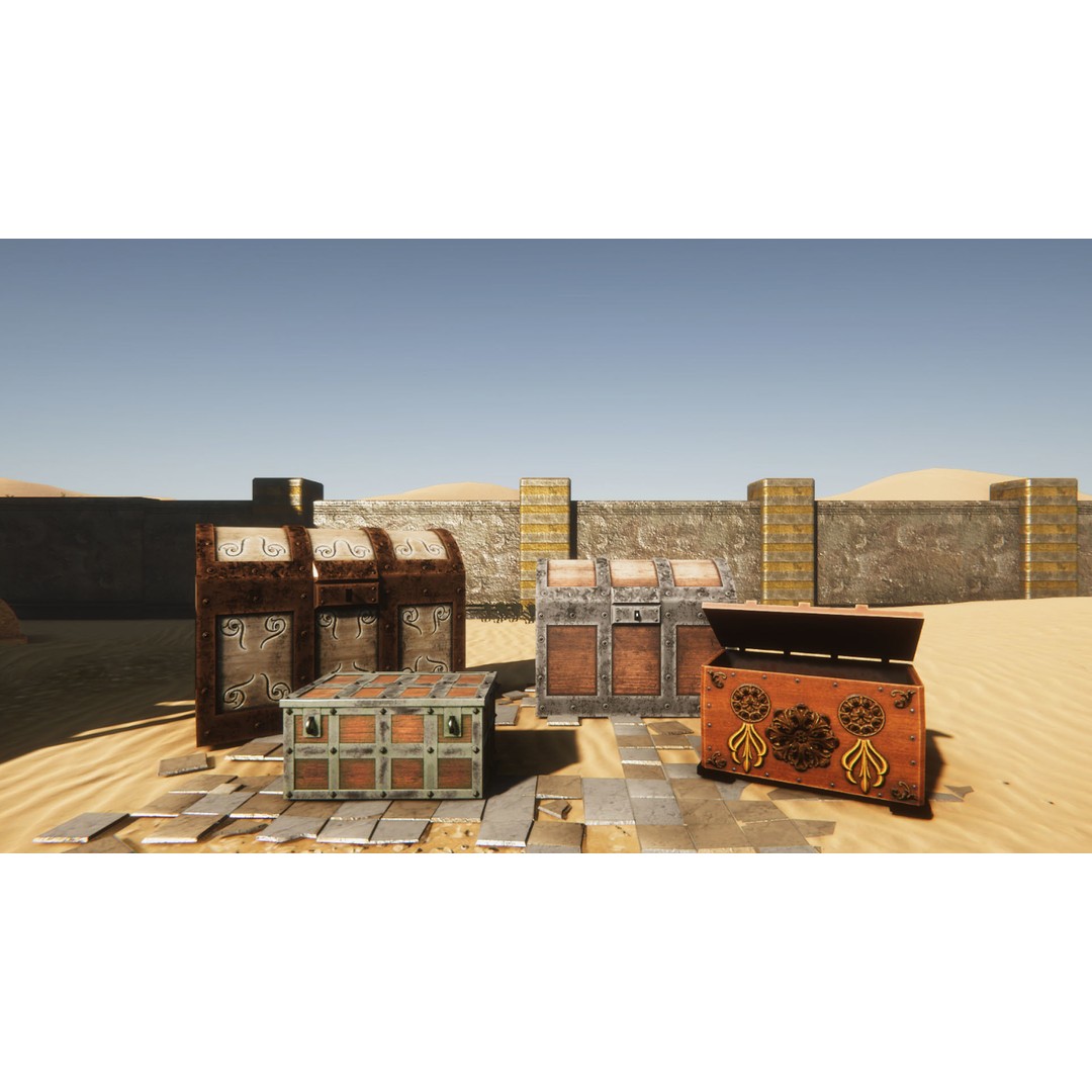 Medieval Props 3D Model – Low Poly Game Asset Collection, FBX - View 3