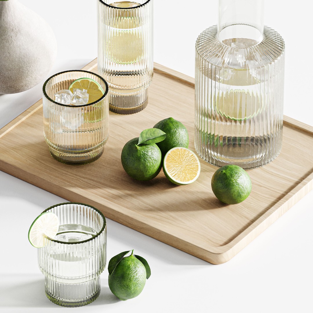 Tableware Set 3D Model – Modern Kitchenware with PBR Textures - View 3