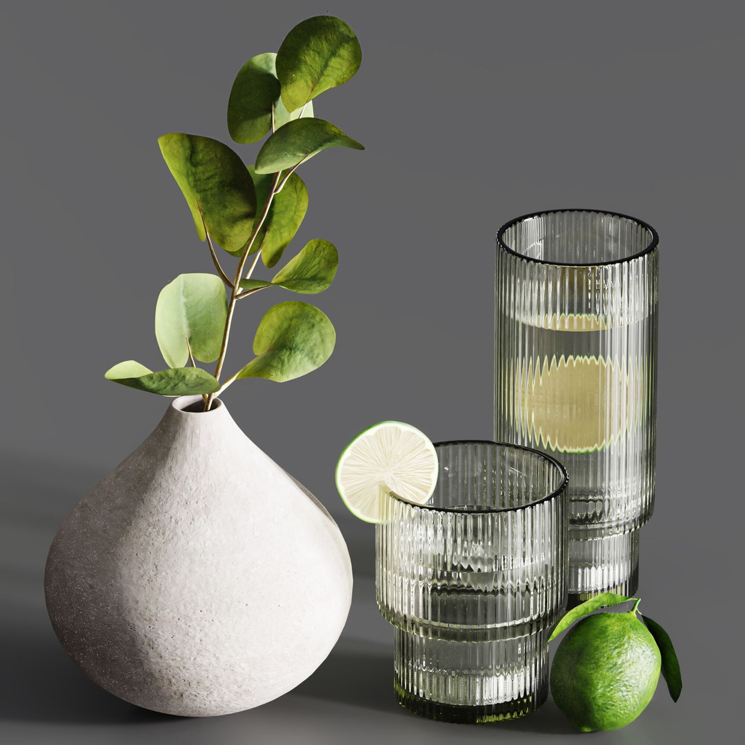 Tableware Set 3D Model – Modern Kitchenware with PBR Textures - View 4