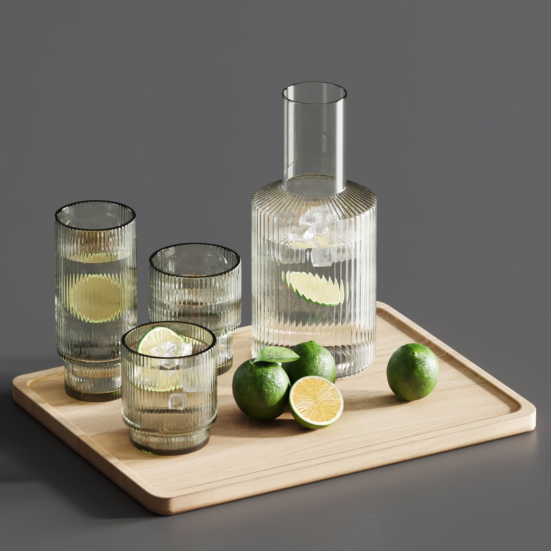 Tableware Set 3D Model – Modern Kitchenware with PBR Textures - View 5