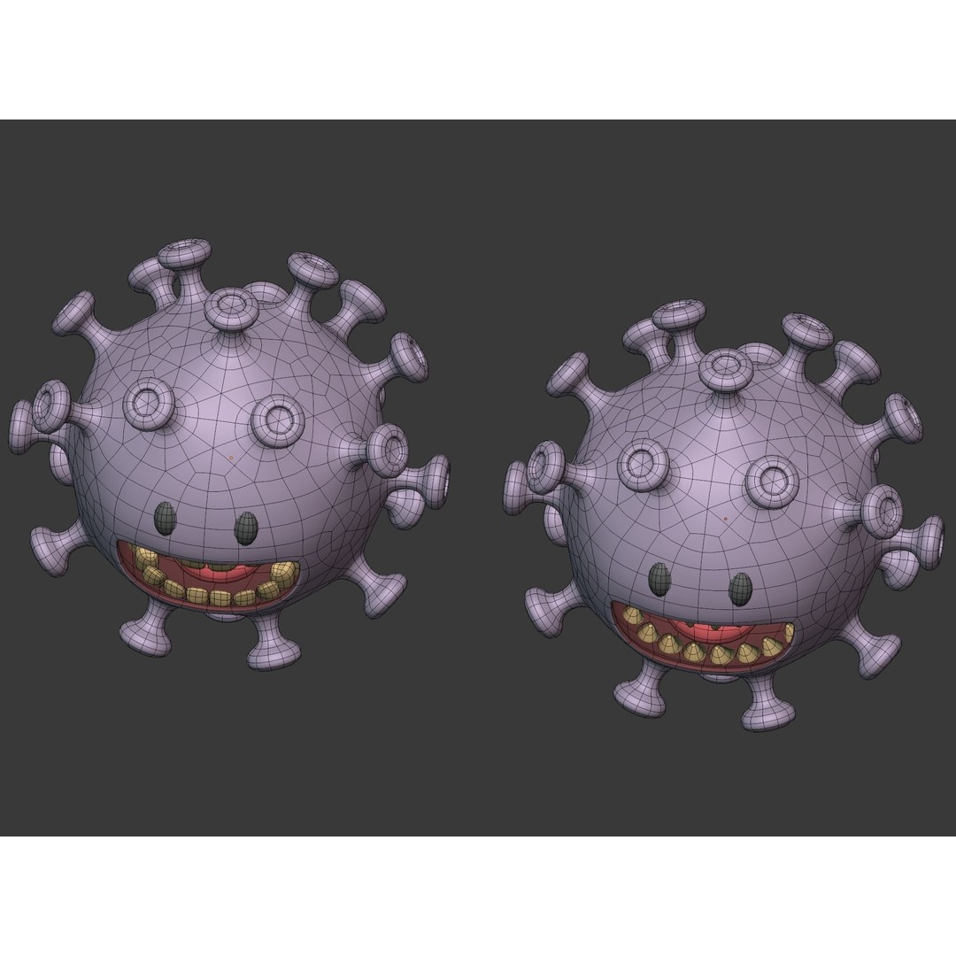 Cartoon Virus Character 3D Model – Low Poly Game Asset, FBX - View 10