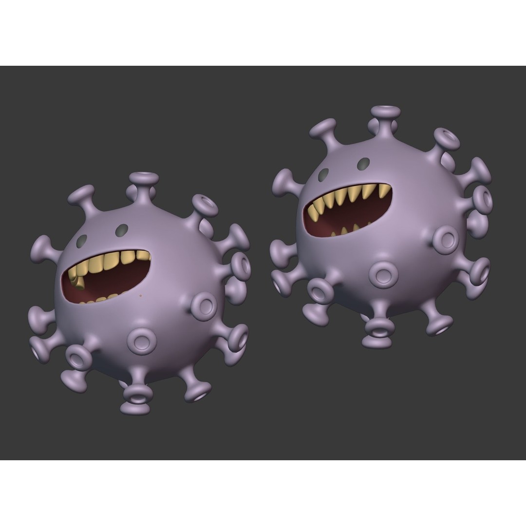 Cartoon Virus Character 3D Model – Low Poly Game Asset, FBX - View 11