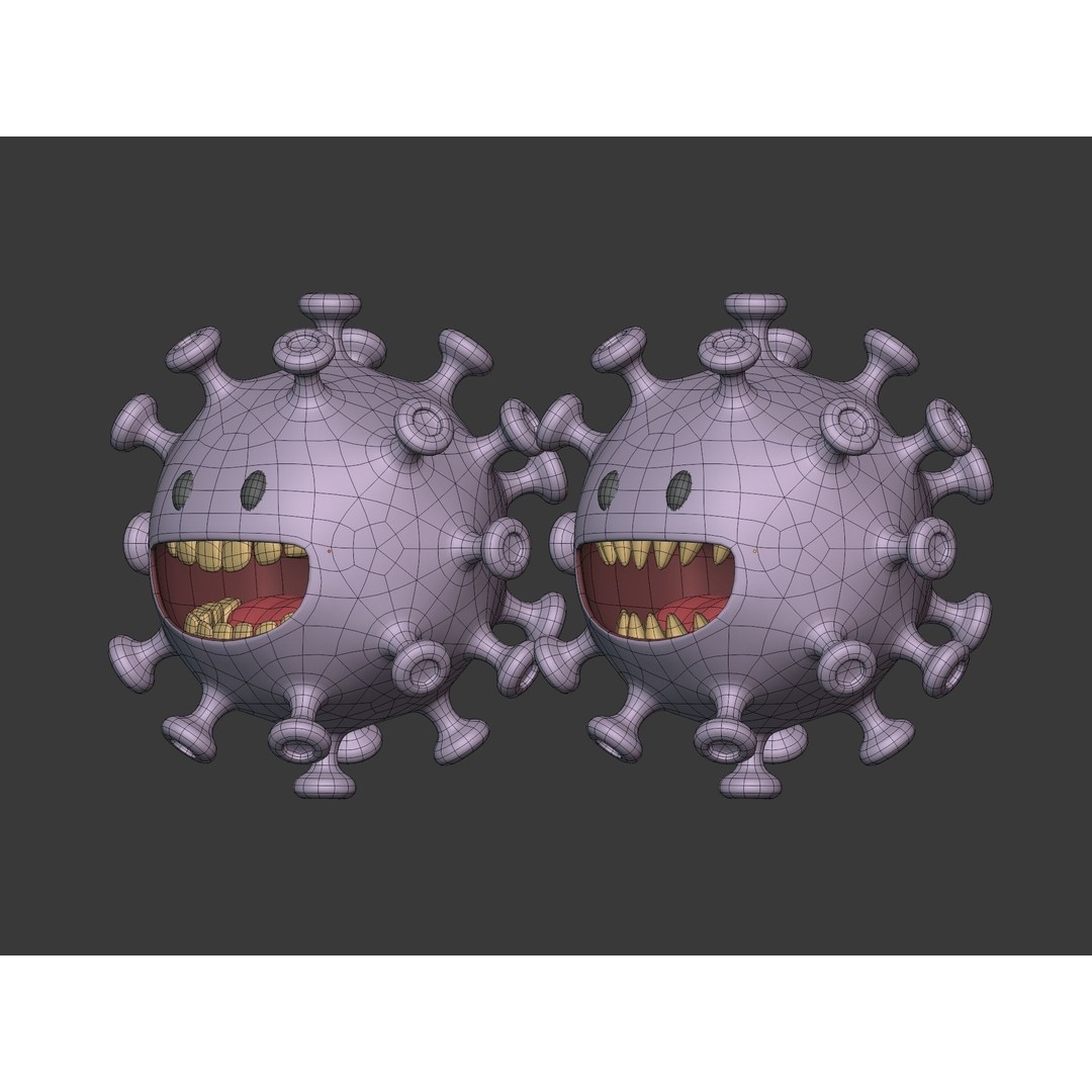 Cartoon Virus Character 3D Model – Low Poly Game Asset, FBX - View 6