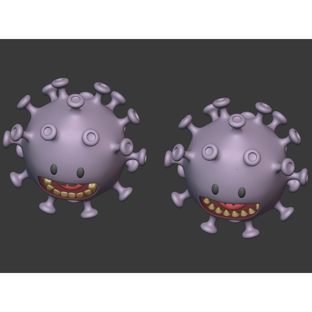 Cartoon Virus Character 3D Model – Low Poly Game Asset, FBX - View 9