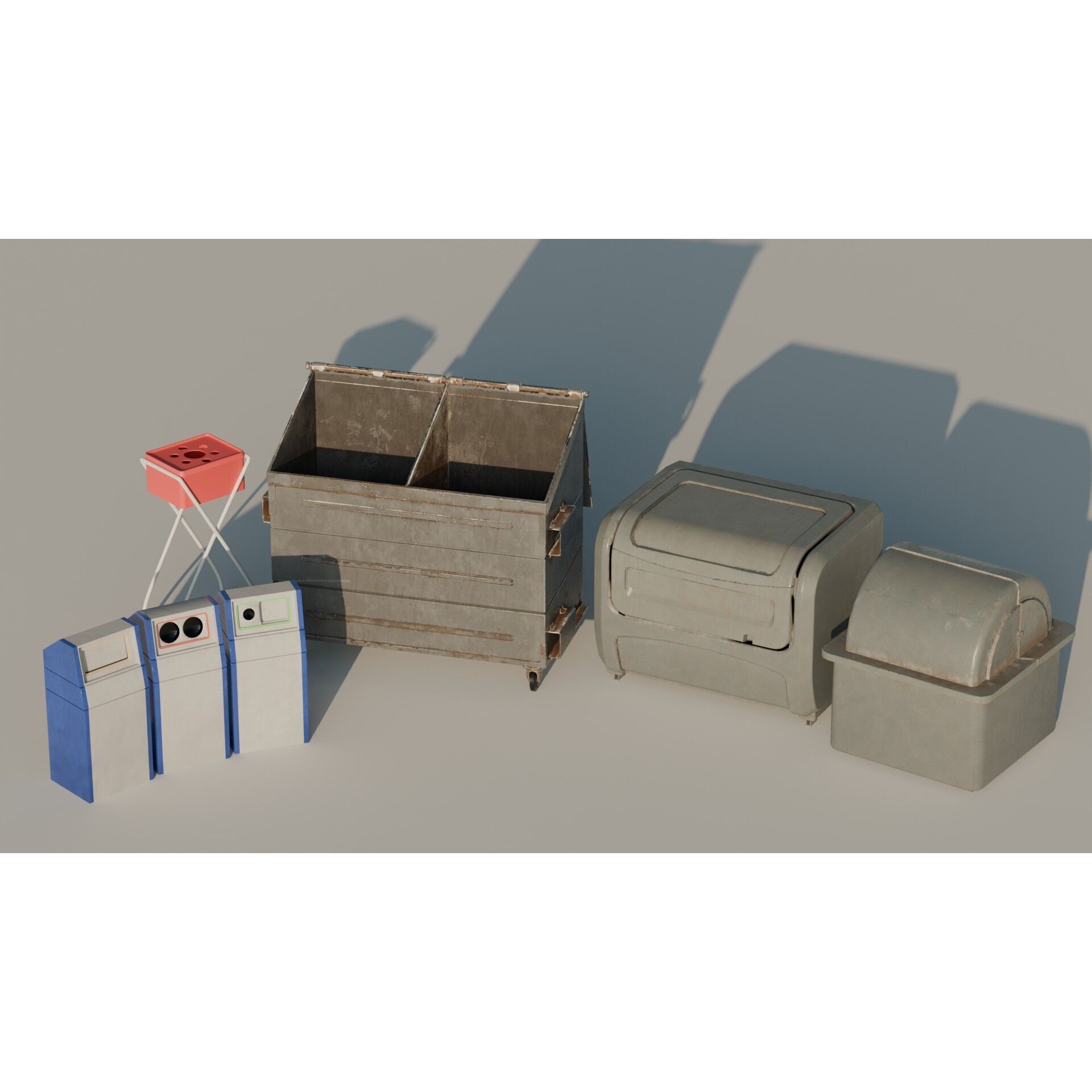 City Garbage Assets - Low-Poly Game-Ready 3D Model - View 11