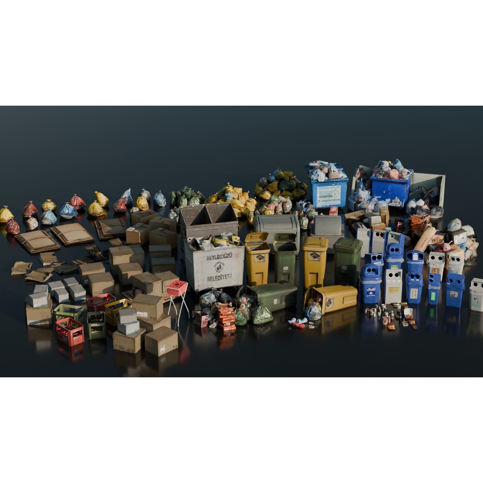 City Garbage Assets - Low-Poly Game-Ready 3D Model - View 14