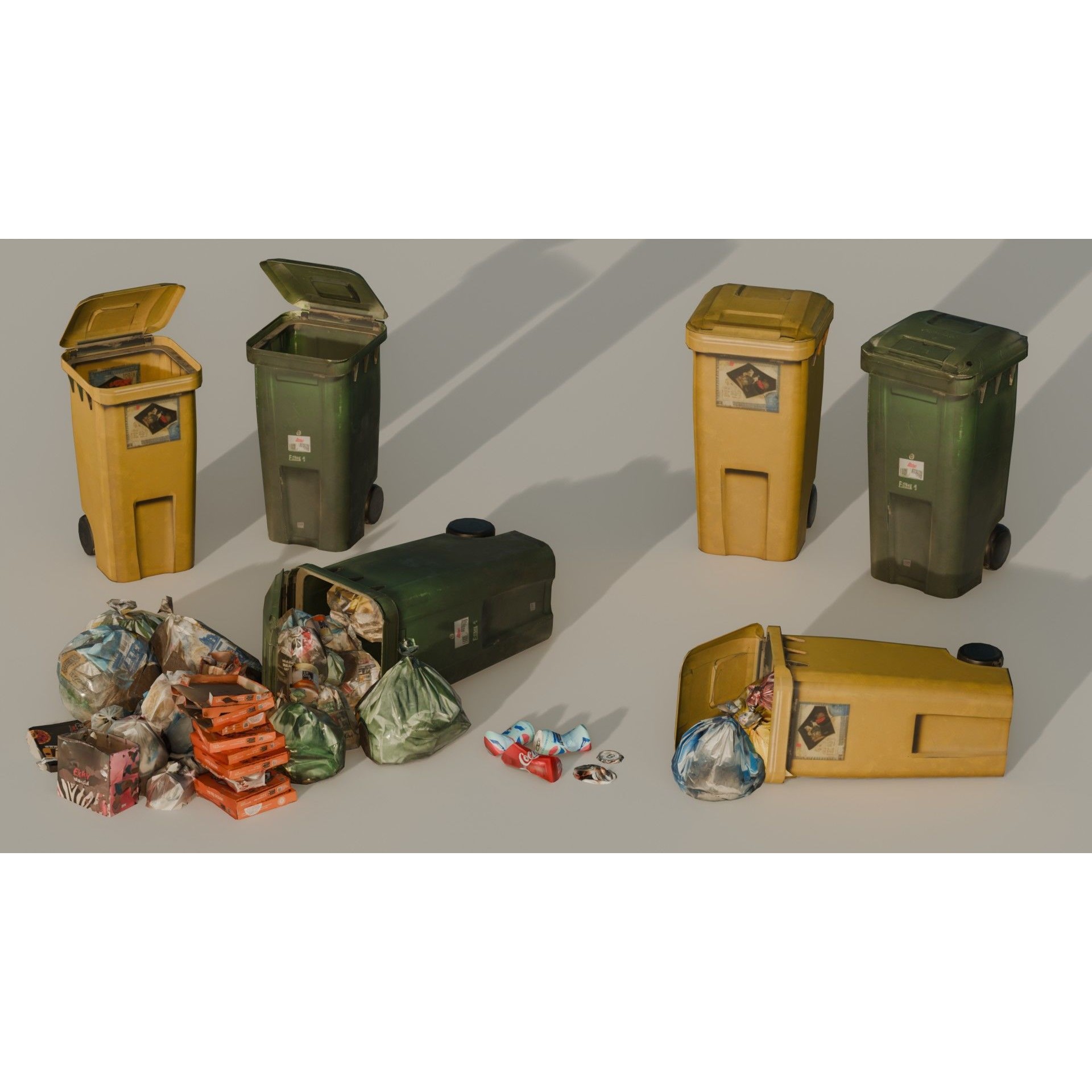 City Garbage Assets - Low-Poly Game-Ready 3D Model - View 4