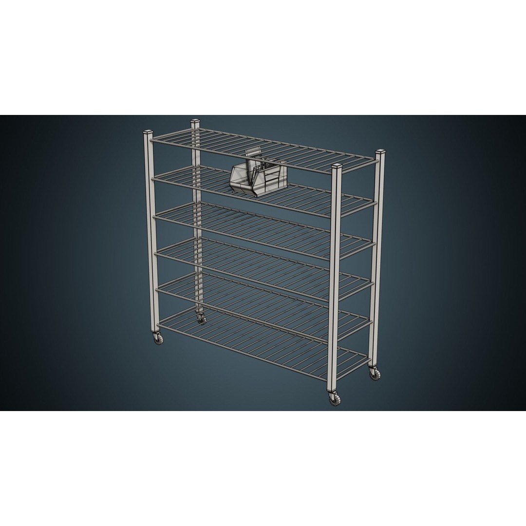 Medical Shelf 3D Model – Low Poly Game Asset, FBX, PBR Textures - View 12