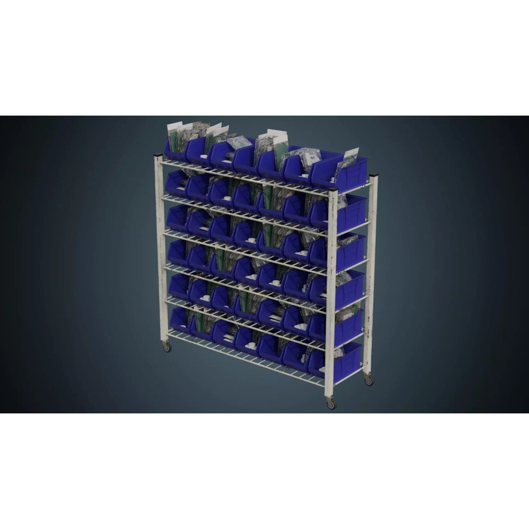 Medical Shelf 3D Model – Low Poly Game Asset, FBX, PBR Textures - View 2