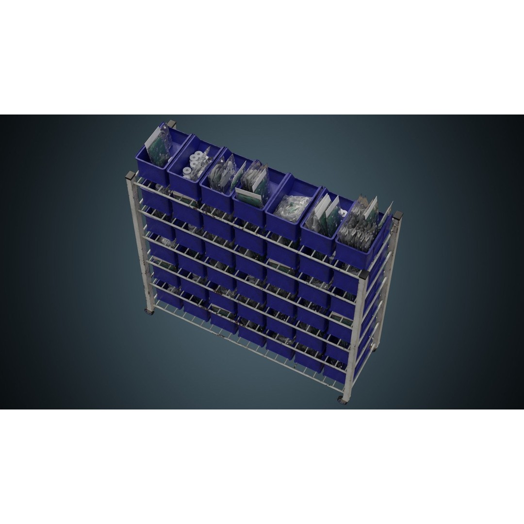 Medical Shelf 3D Model – Low Poly Game Asset, FBX, PBR Textures - View 3